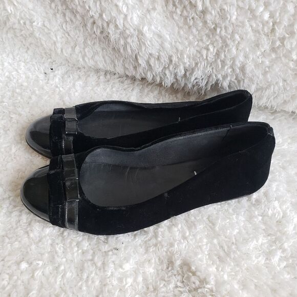 French Sole FS/NY Black Velvet Cap Toe Ballet Flats sz 9 - Picture 2 of 6